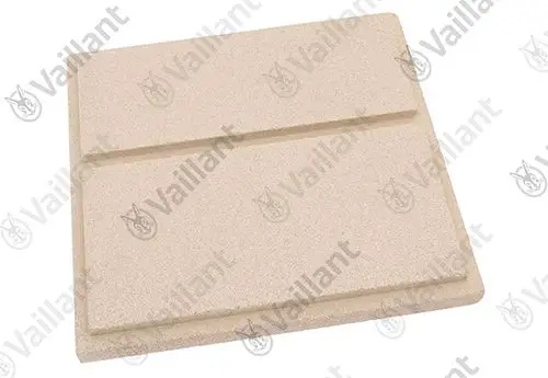 Vaillant-Isolierung in rechteckiger Form, beige Oberfläche mit einer gerillten Fläche und einer glatten Vertiefung, geeignet zur Wärmedämmung.